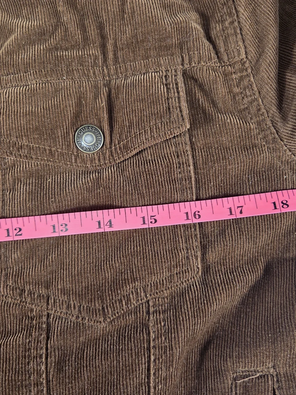 Guess Sherpa Lined Corduroy Trucker Jacket Brown Men's Small